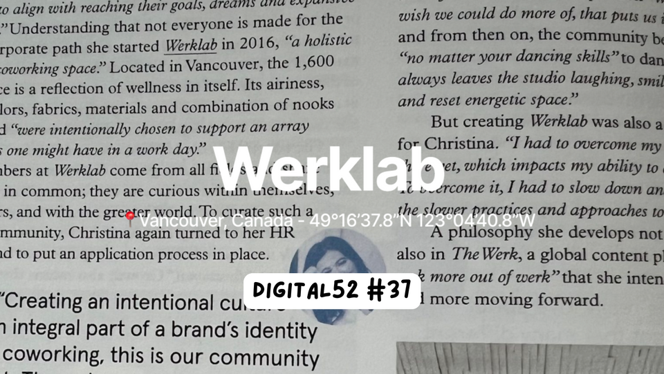 Digital 52 3️⃣7️⃣ - On creating a wellness and well-being-focused coworking space, learning the hard way (sometimes), and creating a grounding and positive space: the story of Werklab.